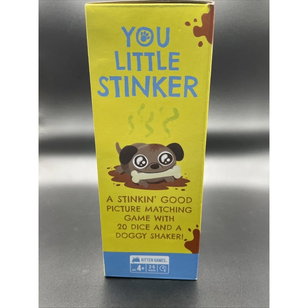 YOU LITTLE STINKER A Stinkin Good Picture Matching Game 20 Dice Doggy Shaker